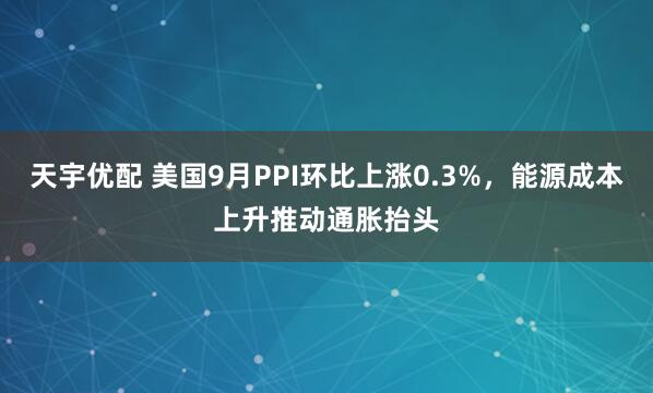 天宇优配 美国9月PPI环比上涨0.3%,能源成本上升推动通胀抬头