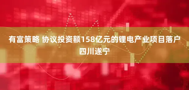 有富策略 协议投资额158亿元的锂电产业项目落户四川遂宁