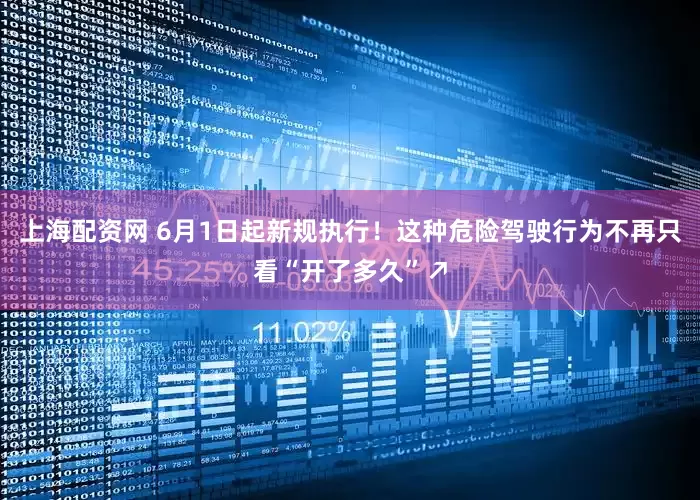 上海配资网 6月1日起新规执行！这种危险驾驶行为不再只看“开了多久”↗